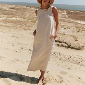 sauths - BEIGE LINEN DRESS